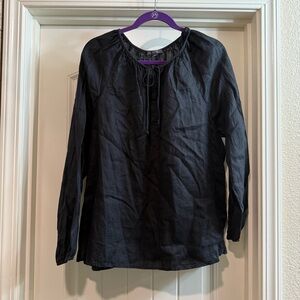 NYDJ Black Linen Long Sleeve Top